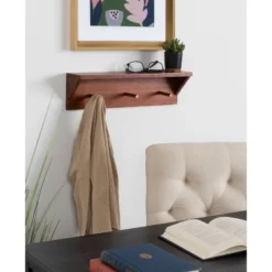 18" X 5" Hinter Wood Shelf With Pegs Walnut Brown - Kate & Laurel All Things Decor -Home Decor Store GUEST d7c6e54f 8ed7 4579 9ffb 76a490f26497