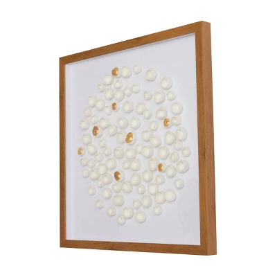 Paper Mache Geometric Handmade 3D Molded Art Shadow Box With Gold Accent And Wooden Frame White - The Novogratz 5 Paper Mache Geometric Handmade 3D Molded Art Shadow Box With Gold Accent And Wooden Frame White - The Novogratz - Image 3