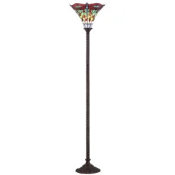 71" Dragonfly Tiffany Style Torchiere Floor Lamp (Includes Energy Efficient Light Bulb) - JONATHAN Y -Home Decor Store GUEST da94c23d e7fc 408b 9cd0 1fcc53706492