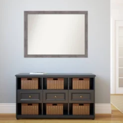 42" X 31" Non-Beveled Pinstripe Plank Gray Narrow Wall Mirror - Amanti Art -Home Decor Store GUEST db505900 1f73 4880 89eb 79dae048a397