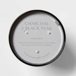 Colored Vase Glass With Dustcover & Black Teak Candle Black - Threshold™ -Home Decor Store GUEST db5f0a77 3d4b 4811 aeb9 5e16fded9c82