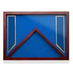 Reminded Military Shadow Box Display Case For Medals & Burial Flag - Solid Wood Cabinet With Velvet Insert