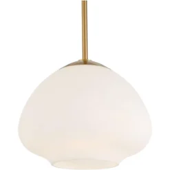 Possini Euro Design Orilla Brass Mini Pendant Light 11 3/4" Wide Mid Century Modern White Opal Glass Shade For Dining Room House Foyer Kitchen Island -Home Decor Store GUEST dec01b0b de37 4466 ad3b 30e2c22b8b3d