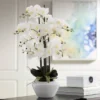 Dahlia Studios Potted Faux Artificial Flowers Realistic White Phalaenopsis Orchid In White Ceramic Pot Home Decoration 29" High -Home Decor Store GUEST e0c0966c 0706 4cd0 b59d 80c6bb1fab58