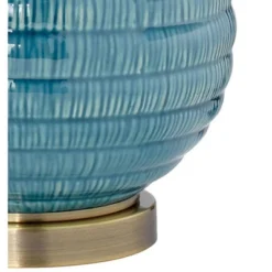 360 Lighting Modern Table Lamps 24" High Set Of 2 Coastal Ceramic Sky Blue Glaze Linen Fabric Drum Shade For Living Room Family Bedroom -Home Decor Store GUEST e245997e 1eda 4322 a5a8 688b888aa275