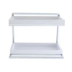 2 Tier Wall Mount Shelving Unit With Towel Rack And Trays Chrome/White - Danya B. 11 2 Tier Wall Mount Shelving Unit With Towel Rack And Trays Chrome/White - Danya B. -Home Decor Store GUEST e3b807d2 baeb 43a7 92ae 0b4284447b00