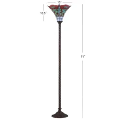 71" Dragonfly Tiffany Style Torchiere Floor Lamp (Includes Energy Efficient Light Bulb) - JONATHAN Y -Home Decor Store GUEST e4466a3c 236d 4735 8889 8b9578c51c99