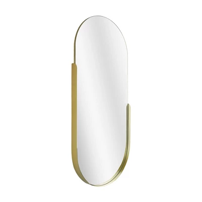 14" X 32" Thin Raised Lip Partial Metal Framed Capsule Accent Mirror Gold - Head West 3 14" X 32" Thin Raised Lip Partial Metal Framed Capsule Accent Mirror Gold - Head West