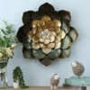 LuxenHome Green, Gold, And White Metal Flower Wall Decor 2 LuxenHome Green, Gold, And White Metal Flower Wall Decor -Home Decor Store GUEST ea020d16 57b4 49c9 bd38 57f86705b6b9