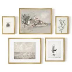 Americanflat 5 Piece Vintage Gallery Wall Art Set - Seaside Villa, Seascape In Greys, Calm Sailing, Tree Etching By Maple + Oak 12 Americanflat 5 Piece Vintage Gallery Wall Art Set - Seaside Villa, Seascape In Greys, Calm Sailing, Tree Etching By Maple + Oak -Home Decor Store GUEST ea4c3663 2987 4bf8 8aad a8eb0cd86931