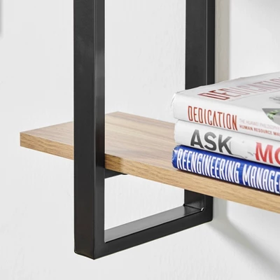 35.5" X 31.5" Rio 3 Tier Floating Bracket Wall Shelf Chestnut - Danya B. 6 35.5" X 31.5" Rio 3 Tier Floating Bracket Wall Shelf Chestnut - Danya B. - Image 4