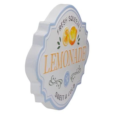 Northlight 15.25" White And Blue "Fresh Squeezed Lemonade" Metal Sign Spring Wall Decor 4 Northlight 15.25" White And Blue "Fresh Squeezed Lemonade" Metal Sign Spring Wall Decor - Image 2
