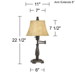 Regency Hill Traditional Swing Arm Desk Lamp 22 1/2" High With USB Charging Port Bronze Metal Faux Leather Shade For Living Room 17 Regency Hill Traditional Swing Arm Desk Lamp 22 1/2" High With USB Charging Port Bronze Metal Faux Leather Shade For Living Room -Home Decor Store GUEST eaea7a31 2dac 4ff0 8b47 6d70aa2baf04
