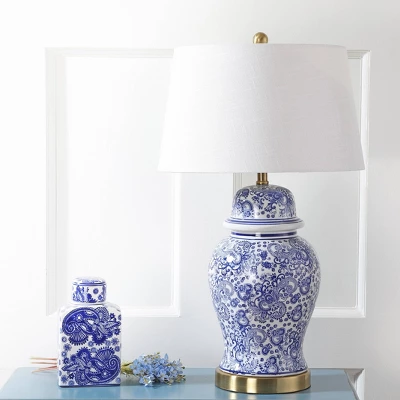 29.5" Ceramic Ellis Table Lamp (Includes LED Light Bulb) Blue - JONATHAN Y 4 29.5" Ceramic Ellis Table Lamp (Includes LED Light Bulb) Blue - JONATHAN Y - Image 2