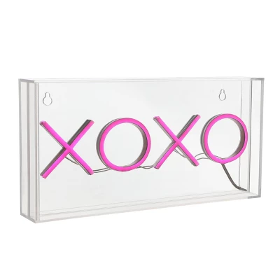 11.75" XOXO Contemporary Glam Acrylic Box Pendant (Includes LED Light Bulb) Neon Pink - JONATHAN Y 5 11.75" XOXO Contemporary Glam Acrylic Box Pendant (Includes LED Light Bulb) Neon Pink - JONATHAN Y - Image 3