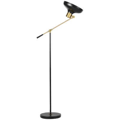 HOMCOM Adjustable Floor Lamps For Living Room, Standing Lamp For Bedroom With Balance Arm, Adjustable Head And Height, Black And Gold Lamp 5 HOMCOM Adjustable Floor Lamps For Living Room, Standing Lamp For Bedroom With Balance Arm, Adjustable Head And Height, Black And Gold Lamp - Image 3