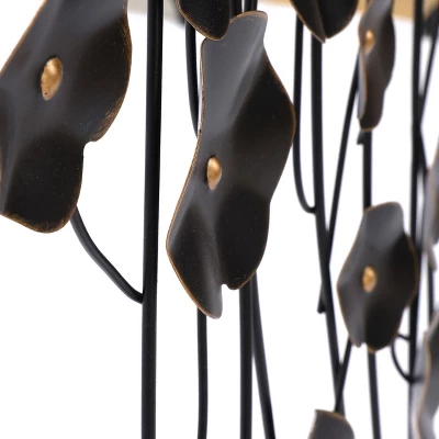 LuxenHome Black With Gold Flowers Abstract Metal Wall Art 13 LuxenHome Black With Gold Flowers Abstract Metal Wall Art - Image 11