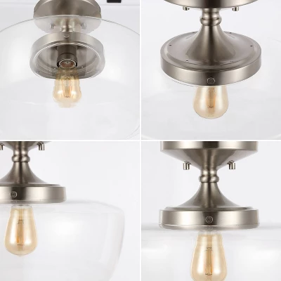 14" Marfa Glass/Iron Farmhouse Modern LED Flush Mount - JONATHAN Y 7 14" Marfa Glass/Iron Farmhouse Modern LED Flush Mount - JONATHAN Y - Image 5