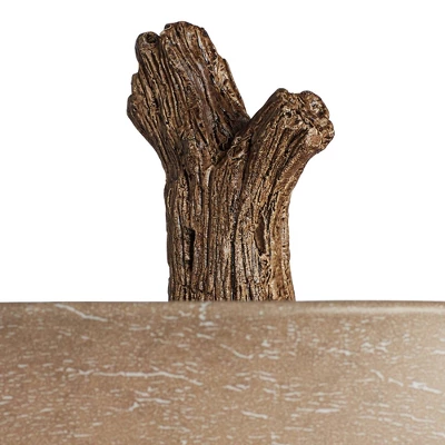 John Timberland Climbing Bears Rustic Accent Table Lamps 22 1/2" High Set Of 2 Brown Faux Wood With USB Charging Port Faux Leather Shade For Desk 5 John Timberland Climbing Bears Rustic Accent Table Lamps 22 1/2" High Set Of 2 Brown Faux Wood With USB Charging Port Faux Leather Shade For Desk - Image 3