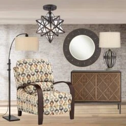 Franklin Iron Works Cuthbert Modern Farmhouse Ceiling Light Semi Flush Mount Fixture 11" Wide Black Iron Moravian Star Clear Glass Panels For Bedroom -Home Decor Store GUEST f61eb74a 5464 4b92 8fa7 f7f16f52a045