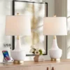 360 Lighting Nesbit Modern Mid Century Table Lamps 25" High Set Of 2 White Ceramic With USB Charging Port Drum Shade For Bedroom Living Room Bedside -Home Decor Store GUEST f7339007 d2df 44d0 8d6a 395387c3ea17