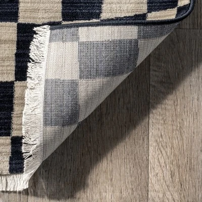 Dominique Abstract Checkered Fringe Area Rug 8 Dominique Abstract Checkered Fringe Area Rug - Image 6