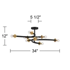 Possini Euro Design Alturus Modern Ceiling Light Semi Flush Mount Fixture 34" Wide Gloss Black Warm Brass 8-Light For Bedroom Living Room Hallway Home -Home Decor Store GUEST f909c07d b22a 4613 8b5b 9514fe3b4f0a