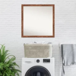 29" X 29" Non-Beveled Fresco Wood Bathroom Wall Mirror Light Pecan Brown - Amanti Art -Home Decor Store GUEST f95eef08 5a4c 4a02 9068 e56d2713e437