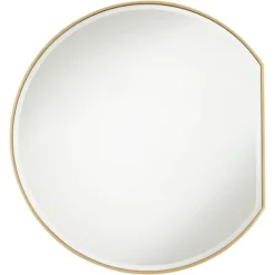 Noble Park Round Flat Bottomed Vanity Decorative Wall Mirror Modern Beveled Edge Matte Gold Frame 31 1/2" Wide For Bathroom Bedroom Living Room House -Home Decor Store GUEST fa60aa37 a89f 46a5 85be cfbb5a3aa993