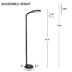 Hastings Home Adjustable Floor Lamp – 6ft Full Spectrum Natural Sunlight Lamp With Bendable Neck