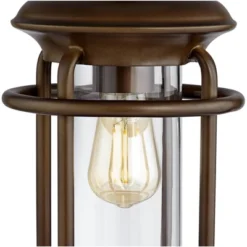 Franklin Iron Works Andreas Industrial Table Lamp 26" High Brown Metal With Nightlight LED And USB Charging Port Oatmeal Shade For Living Room Desk -Home Decor Store GUEST ff266ca9 dba5 4542 8acd 1d5d696cd6f5