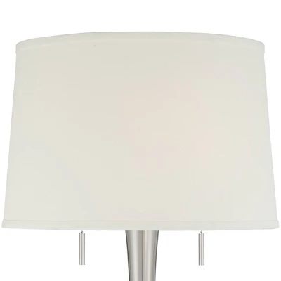 360 Lighting Karl Modern Floor Lamp Standing 63 3/4" Tall Brushed Nickel Metal White Tapered Drum Shade For Living Room House Bedroom Office Family 4 360 Lighting Karl Modern Floor Lamp Standing 63 3/4" Tall Brushed Nickel Metal White Tapered Drum Shade For Living Room House Bedroom Office Family - Image 2